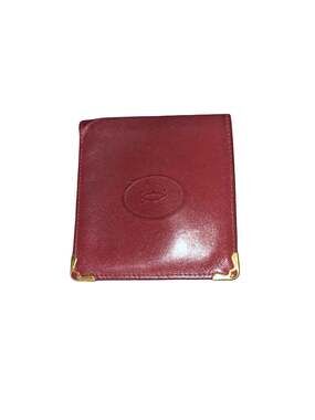 Vintage Must de Cartier Burgundy Leather Card Holder Bifold Wallet